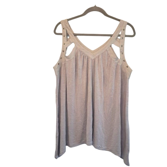 Maurices Tops - Maurices Gray Sharkbite Hem Grommet Strappy Tank Size XL